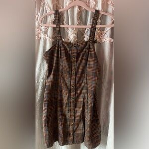 Vintage American Eagle Outfitters Plaid Button-Down Mini Dress